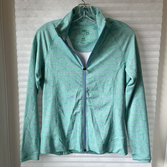 Peter Millar Jacket windbreaker long sleeve size S, mock neck, zip closure green - Picture 1 of 8